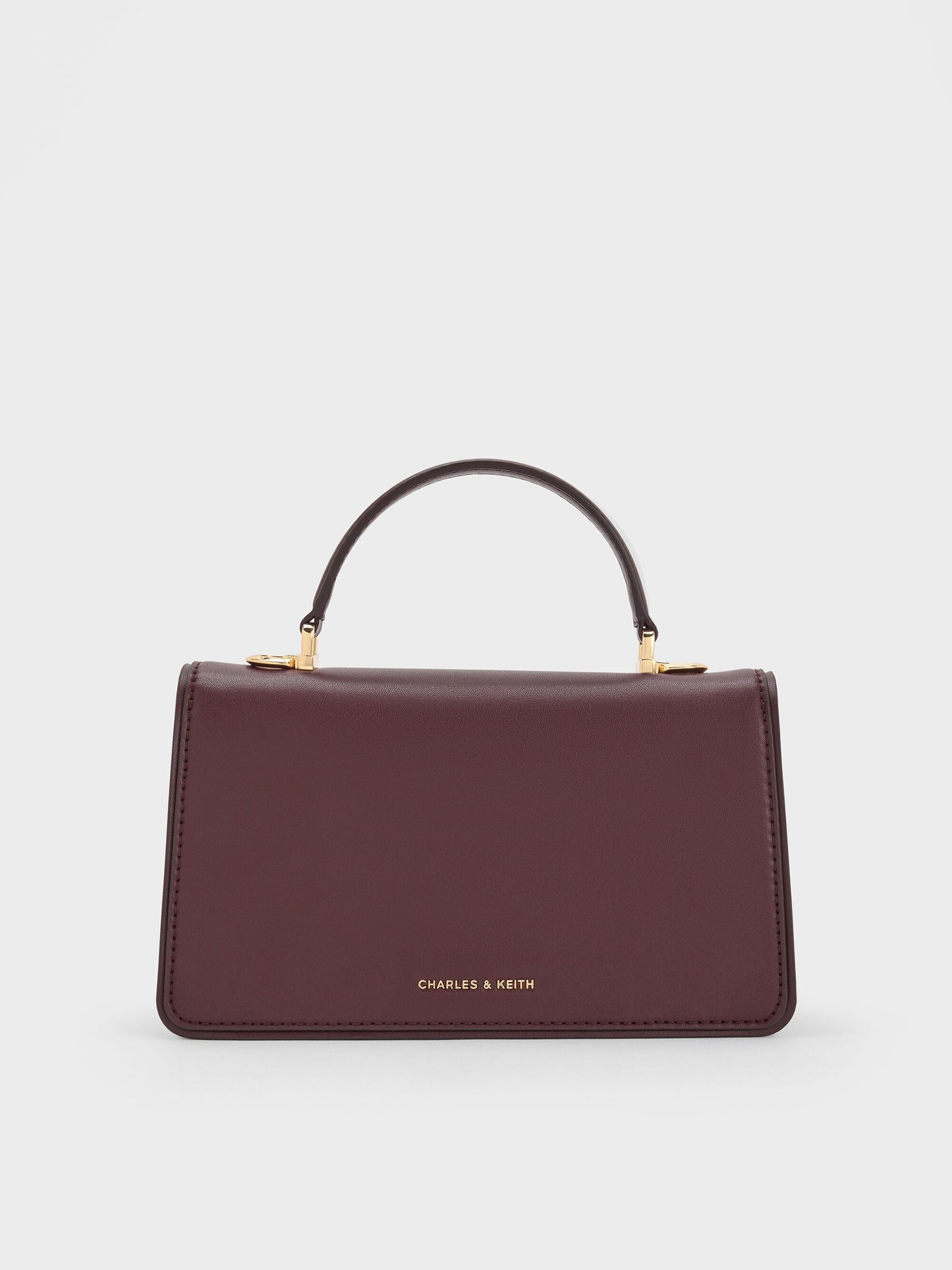 Arlet Belted Top Handle Bag - Wineberry Red | CHARLES & KEITH