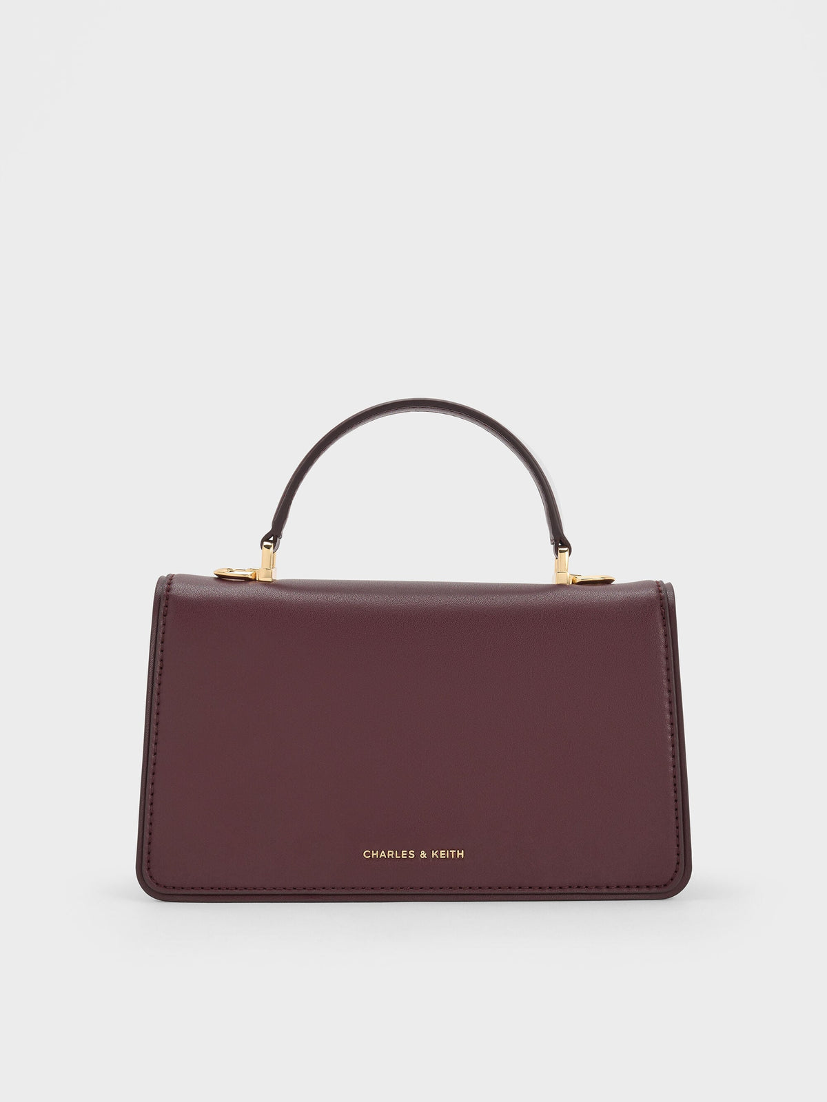 Arlet Belted Top Handle Bag - Wineberry Red | CHARLES & KEITH