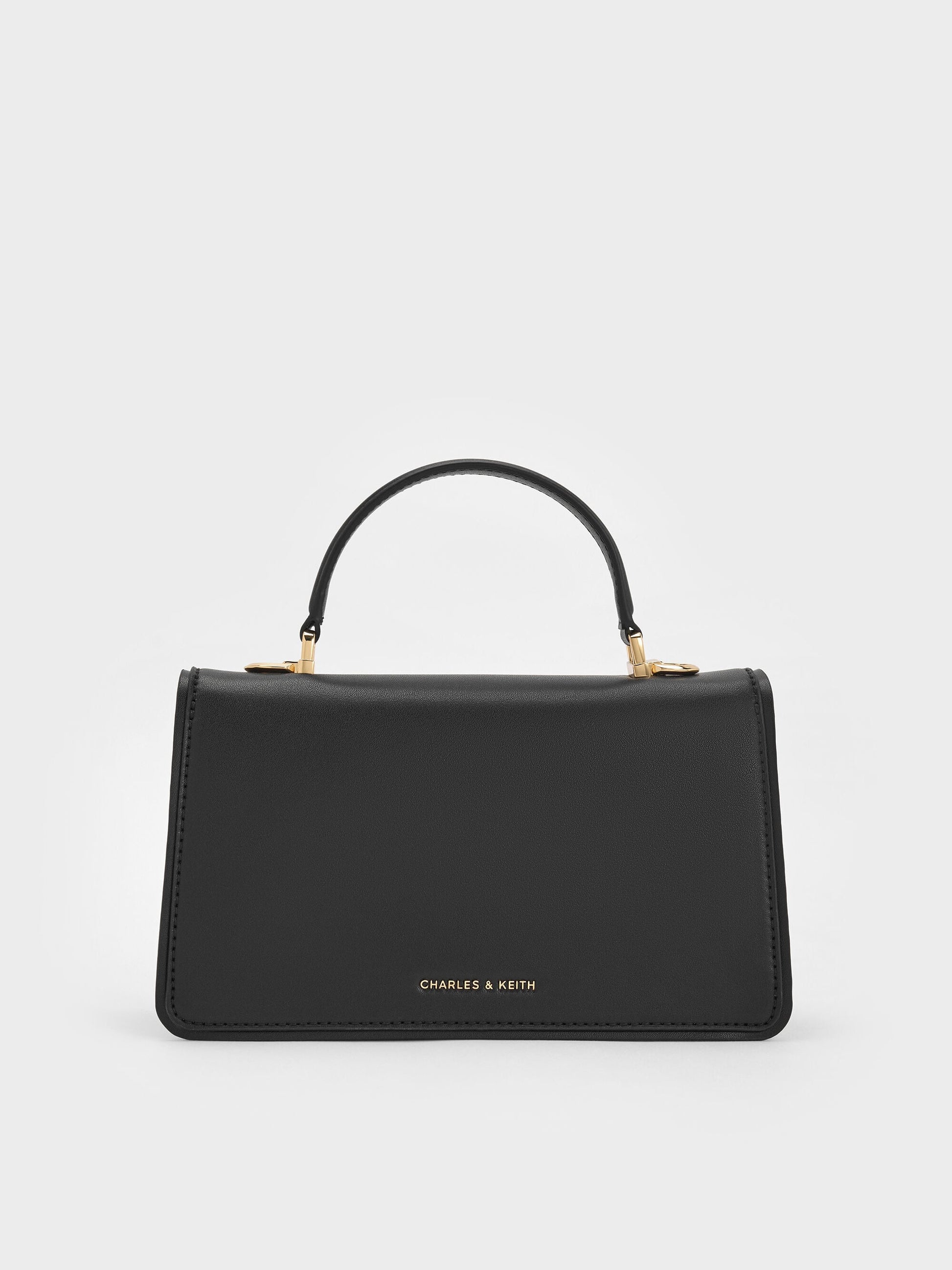 Arlet Belted Top Handle Bag - Black | CHARLES & KEITH