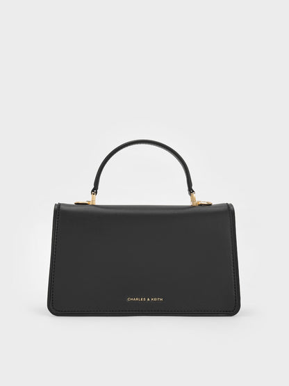 Arlet Belted Top Handle Bag - Black | CHARLES & KEITH