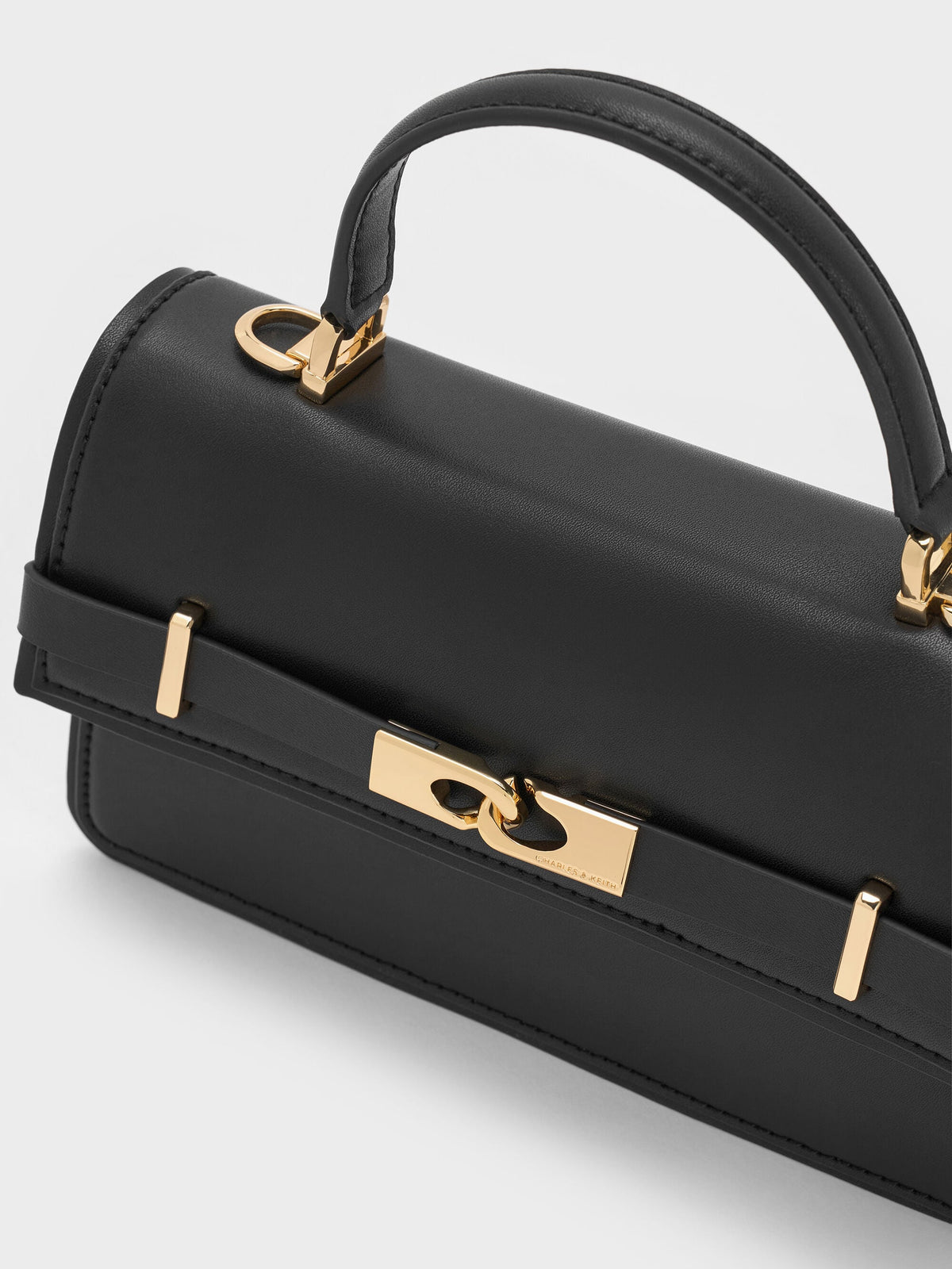 Arlet Belted Top Handle Bag - Black | CHARLES & KEITH