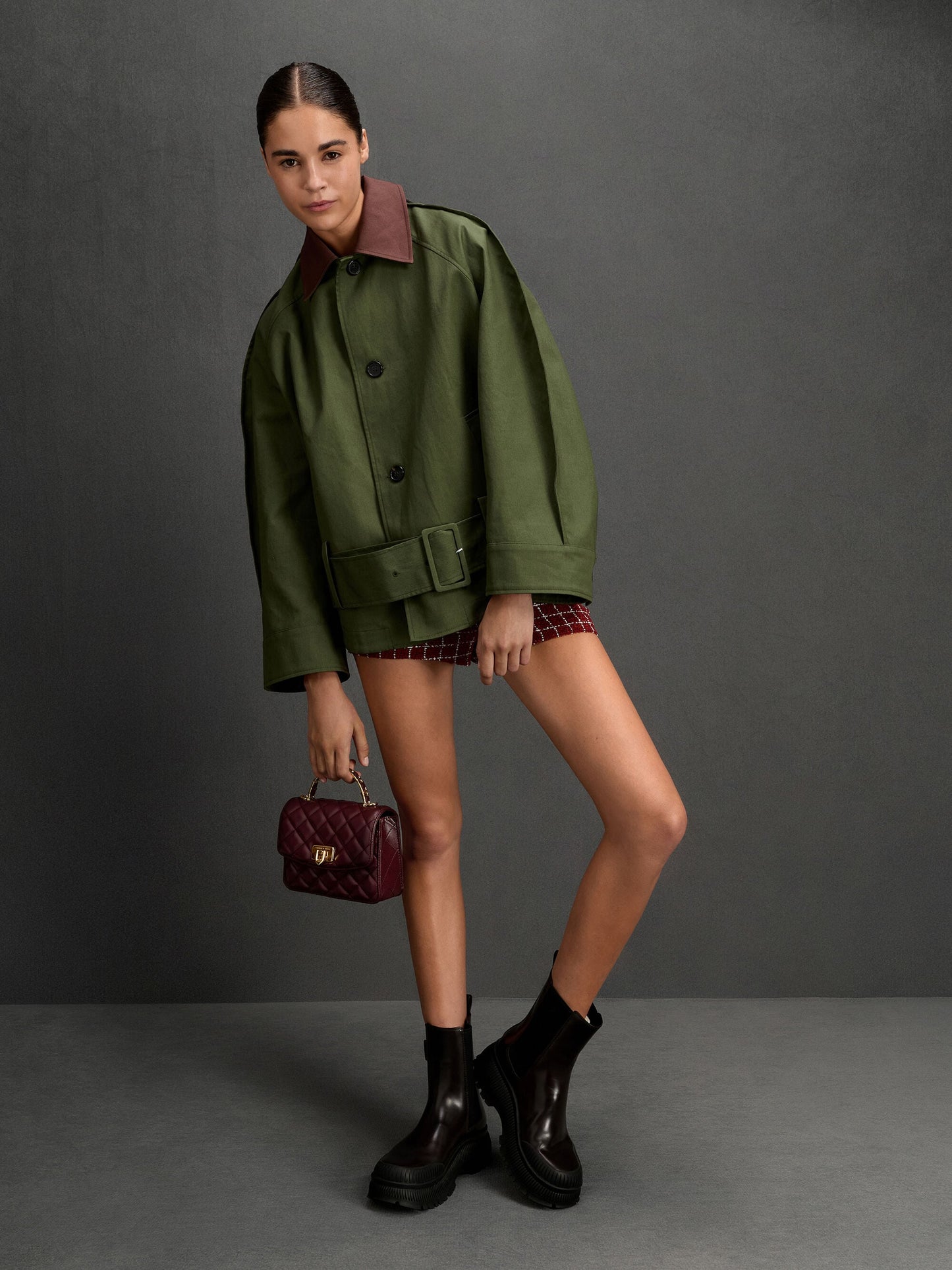 Cressida Quilted Top Handle Bag - Wineberry Red | CHARLES & KEITH