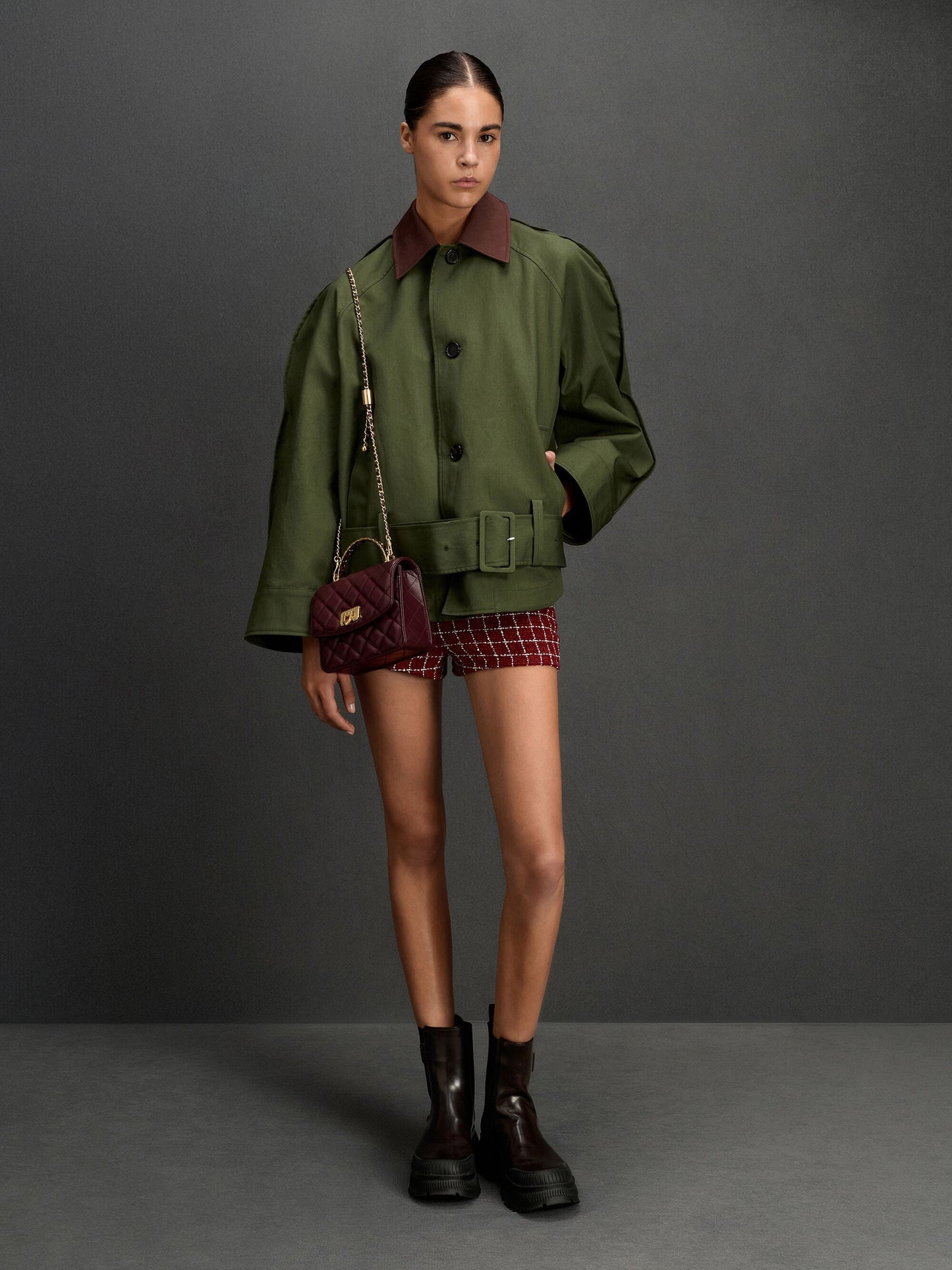 Cressida Quilted Top Handle Bag - Wineberry Red | CHARLES & KEITH
