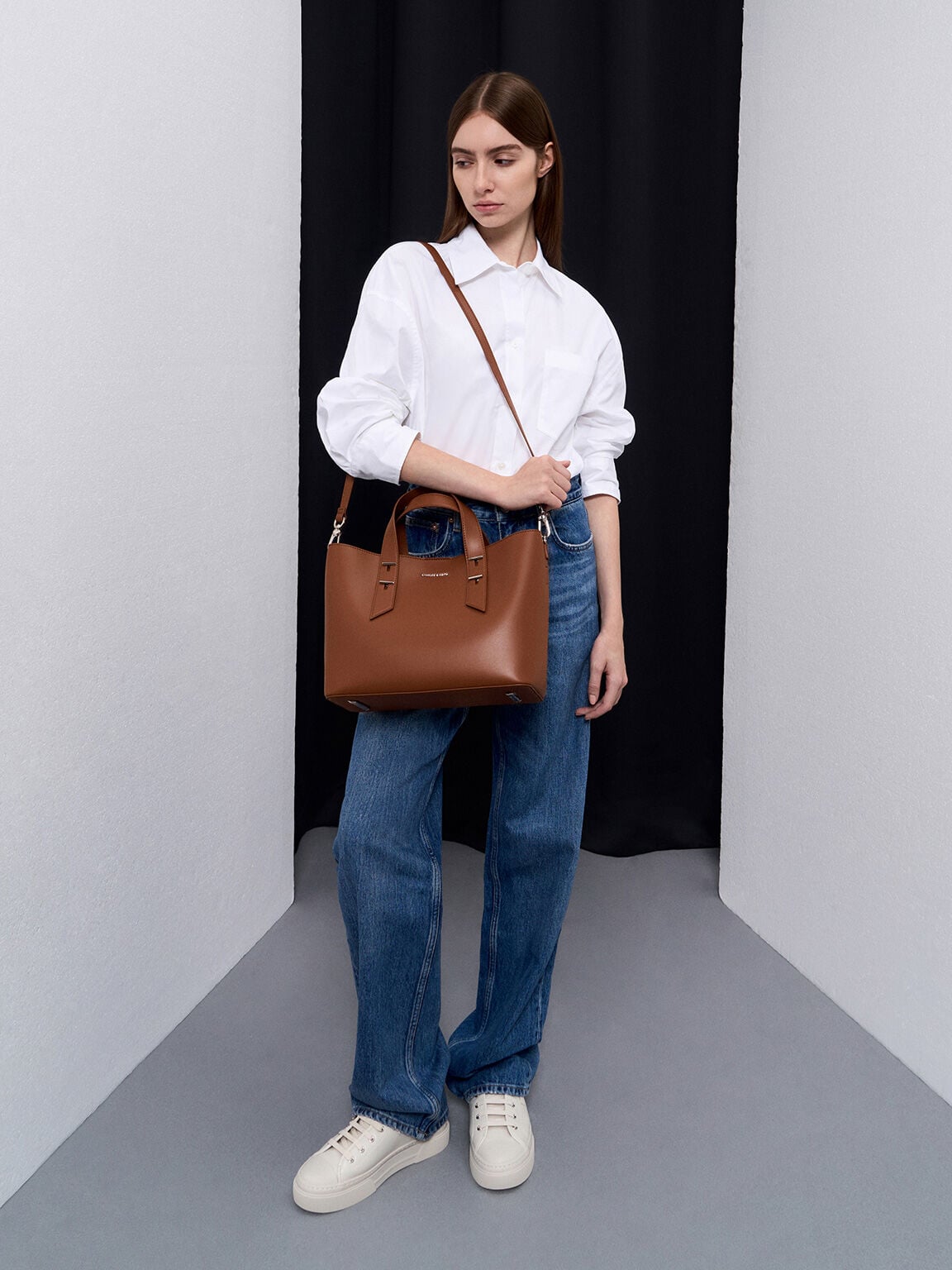Shania Tote Bag - Chocolate | CHARLES & KEITH