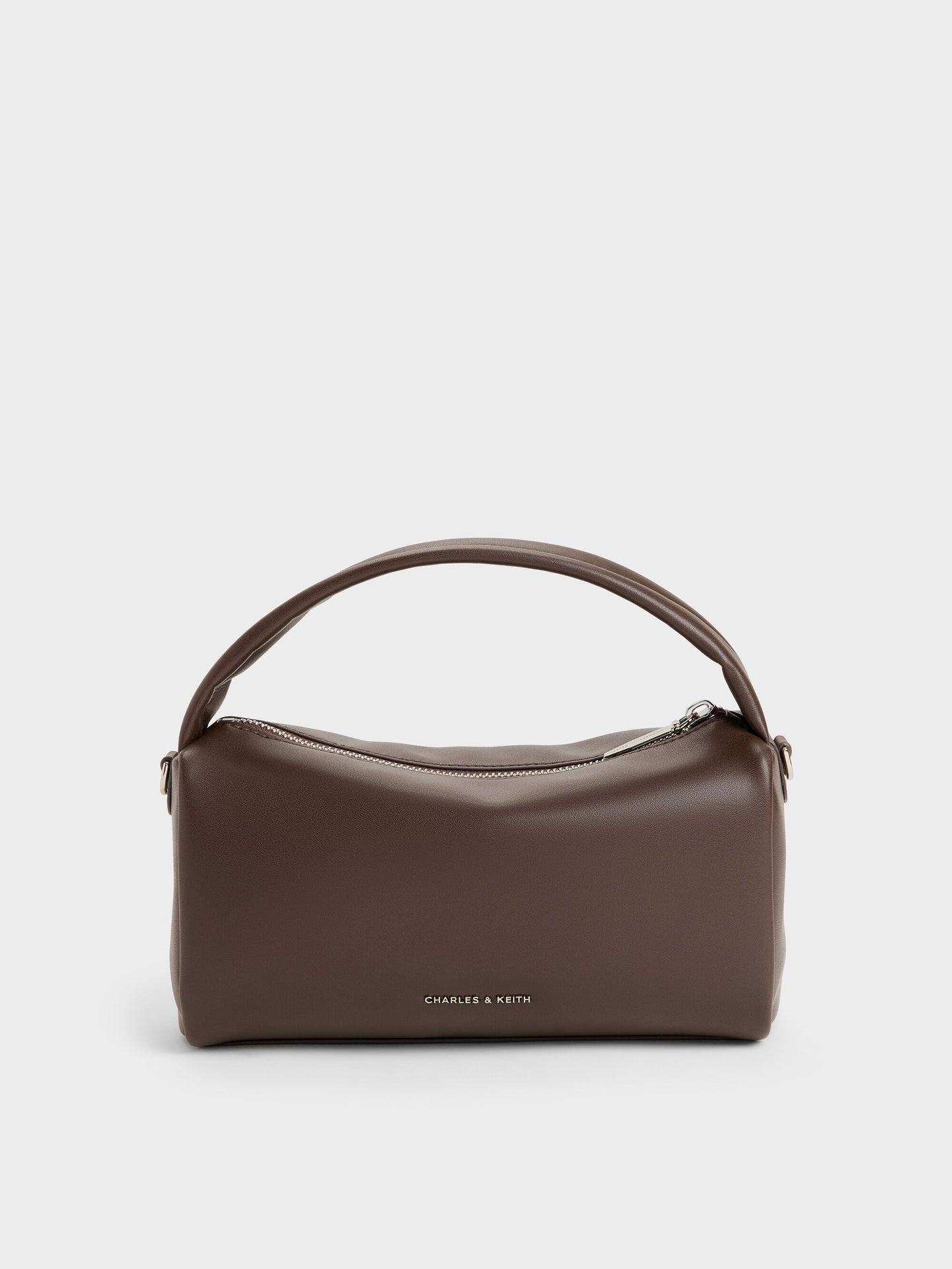 Reese Ruched Bow Top Handle Bag - Espresso Brown | CHARLES & KEITH