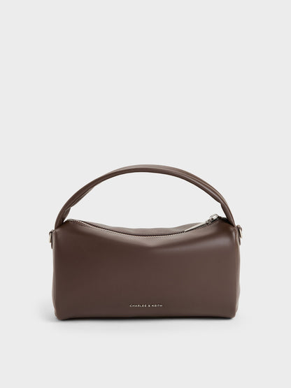 Reese Ruched Bow Top Handle Bag - Espresso Brown | CHARLES & KEITH