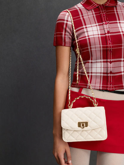 Cressida Quilted Top Handle Bag - Cream | CHARLES & KEITH