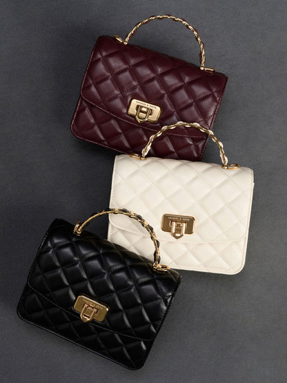Cressida Quilted Top Handle Bag - Cream | CHARLES & KEITH