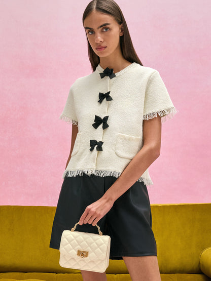 Cressida Quilted Top Handle Bag - Cream | CHARLES & KEITH