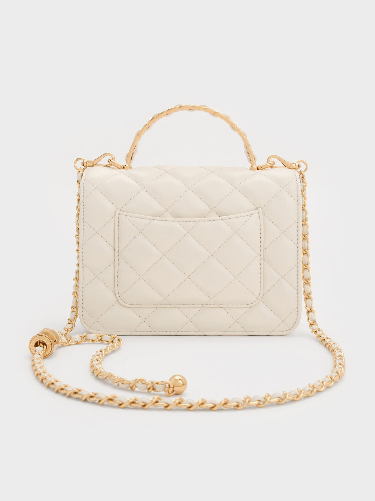 Cressida Quilted Top Handle Bag - Cream | CHARLES & KEITH