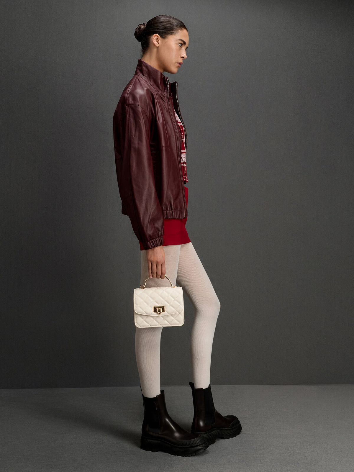 Cressida Quilted Top Handle Bag - Cream | CHARLES & KEITH