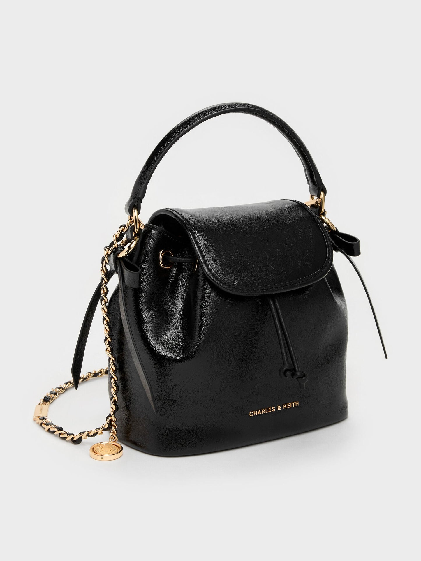 Dalia Bow Top Handle Bag - Black | CHARLES & KEITH