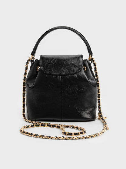 Dalia Bow Top Handle Bag - Black | CHARLES & KEITH
