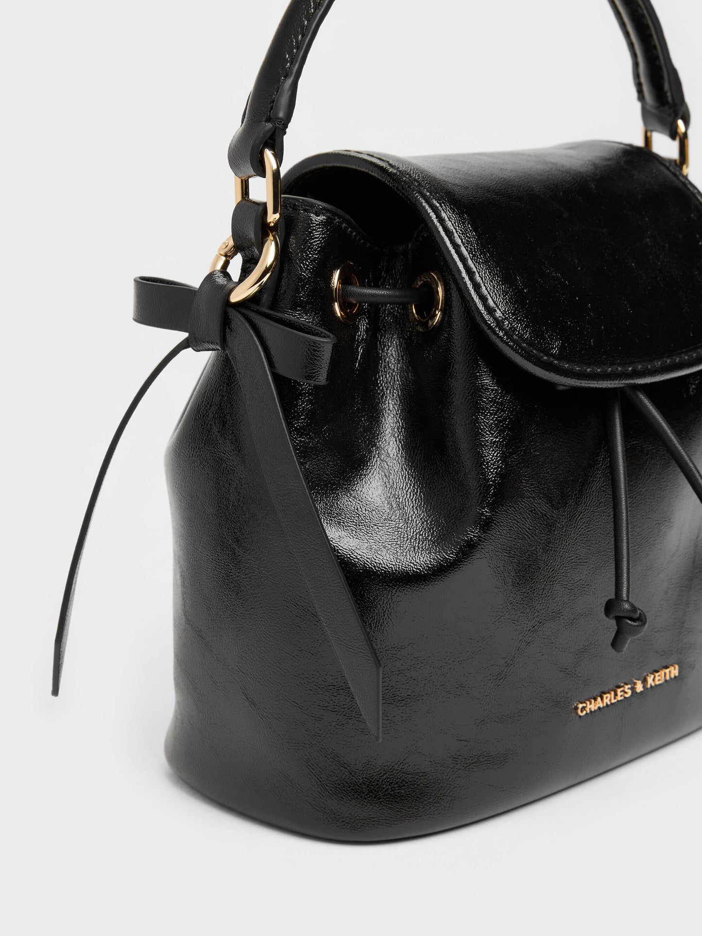 Dalia Bow Top Handle Bag - Black | CHARLES & KEITH