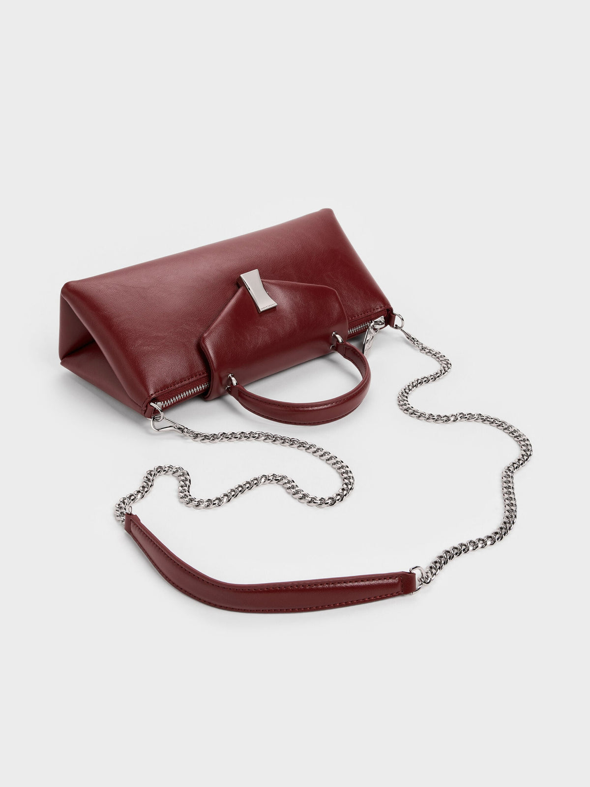 Lilibet Elongated Top Handle Bag - Burgundy | CHARLES & KEITH