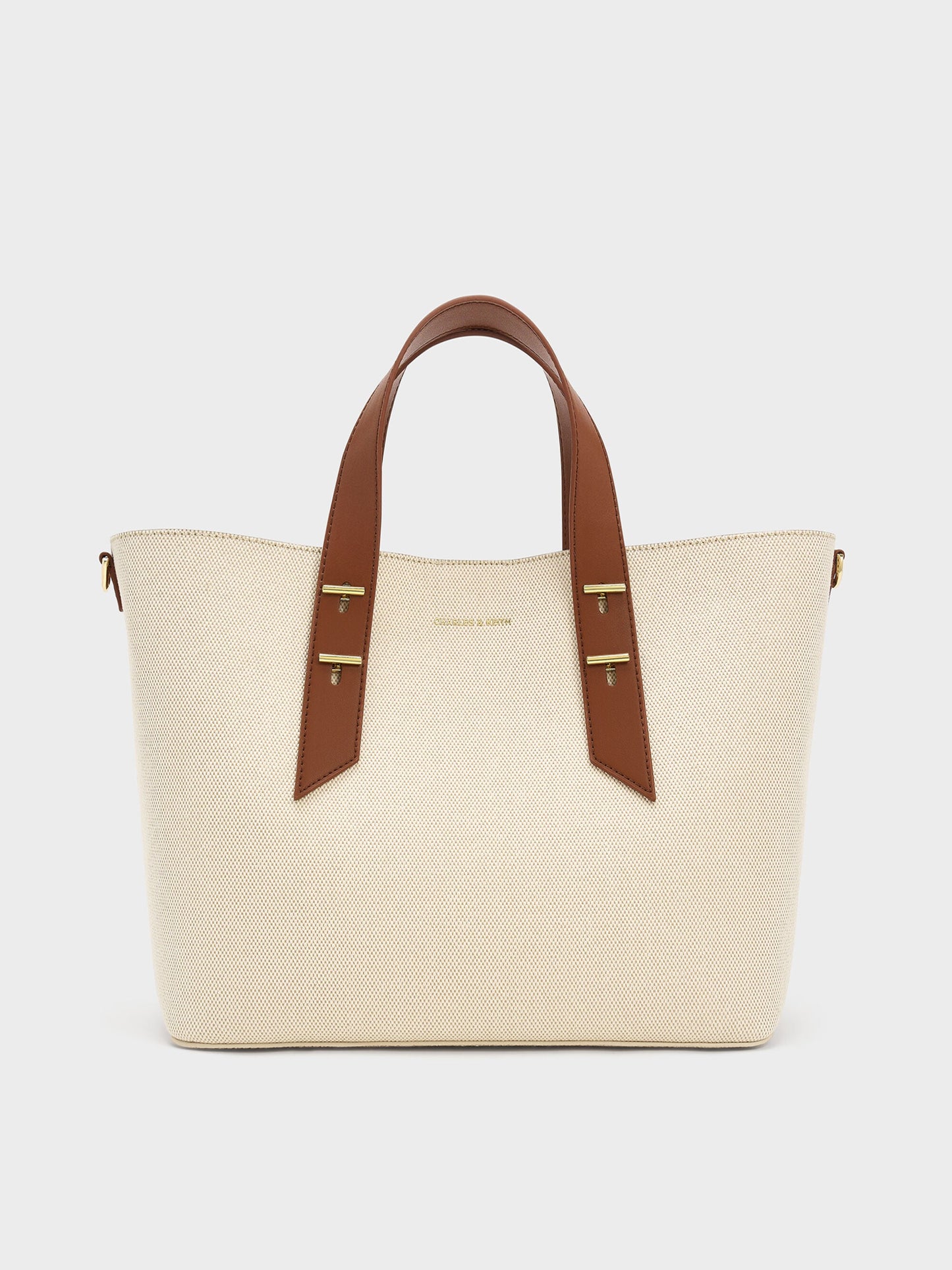 Shania Canvas Tote Bag - Chocolate | CHARLES & KEITH