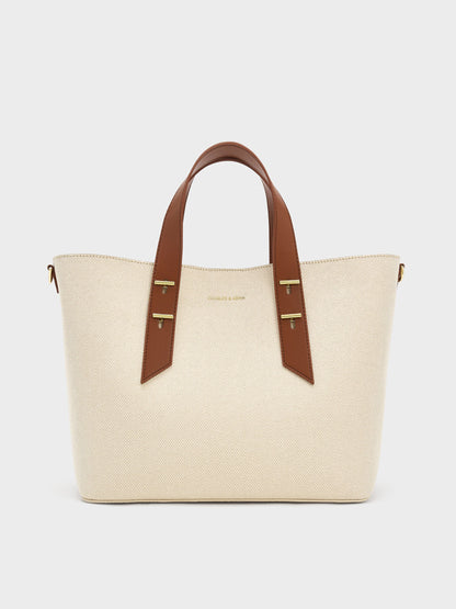 Shania Canvas Tote Bag - Chocolate | CHARLES & KEITH