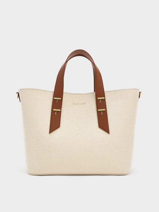 Shania Canvas Tote Bag - Chocolate | CHARLES & KEITH