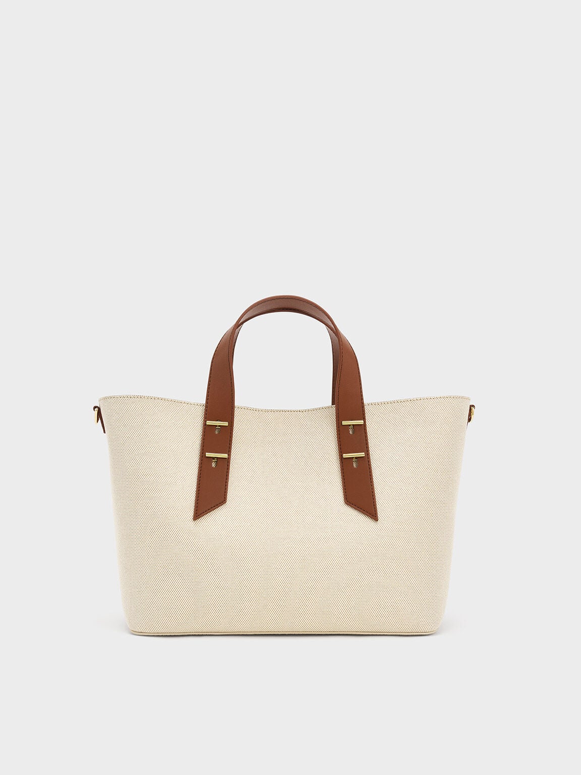 Shania Canvas Tote Bag - Chocolate | CHARLES & KEITH