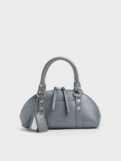 Tatiana Studded Bowling Bag - Smoky Blue | CHARLES & KEITH