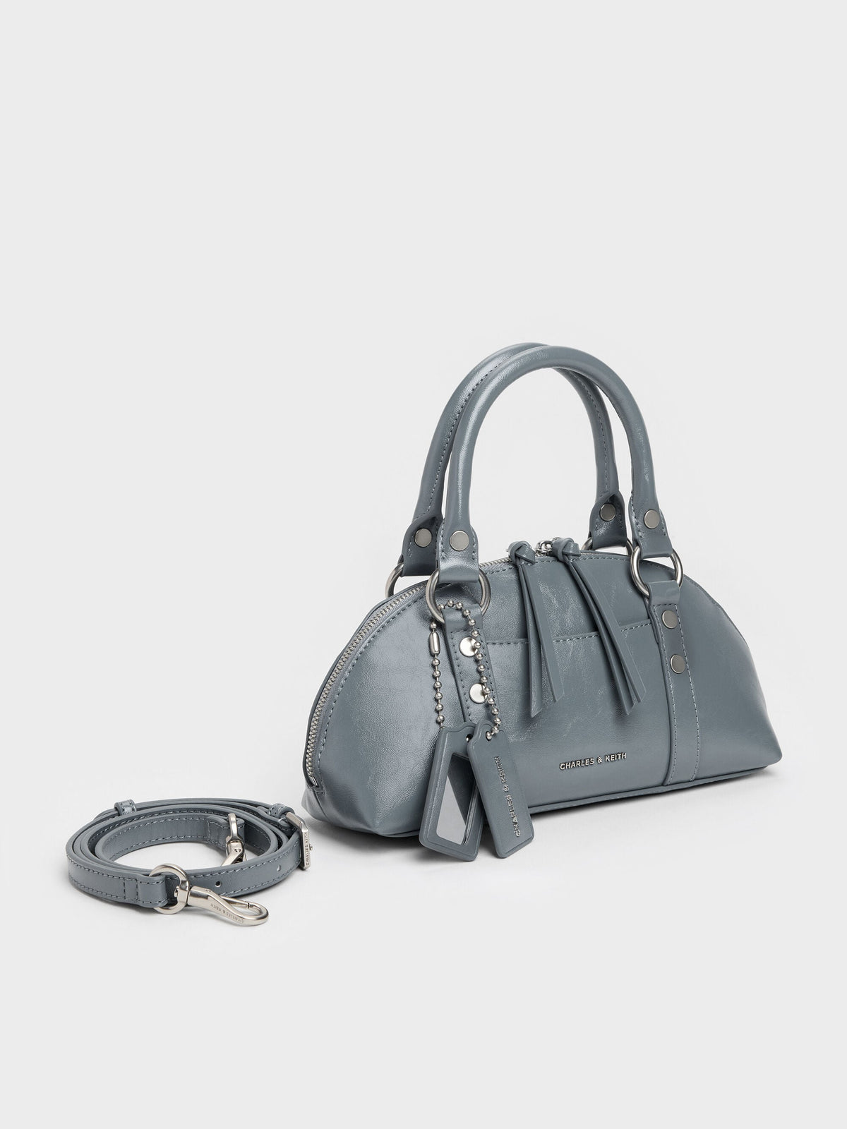 Tatiana Studded Bowling Bag - Smoky Blue | CHARLES & KEITH