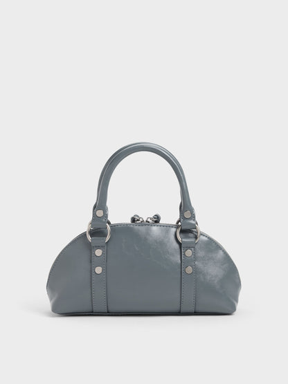 Tatiana Studded Bowling Bag - Smoky Blue | CHARLES & KEITH