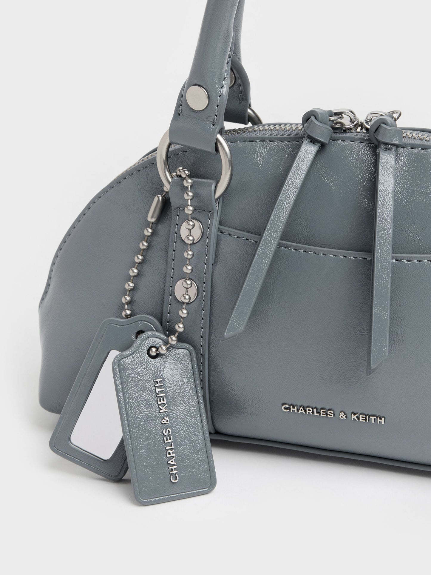 Tatiana Studded Bowling Bag - Smoky Blue | CHARLES & KEITH