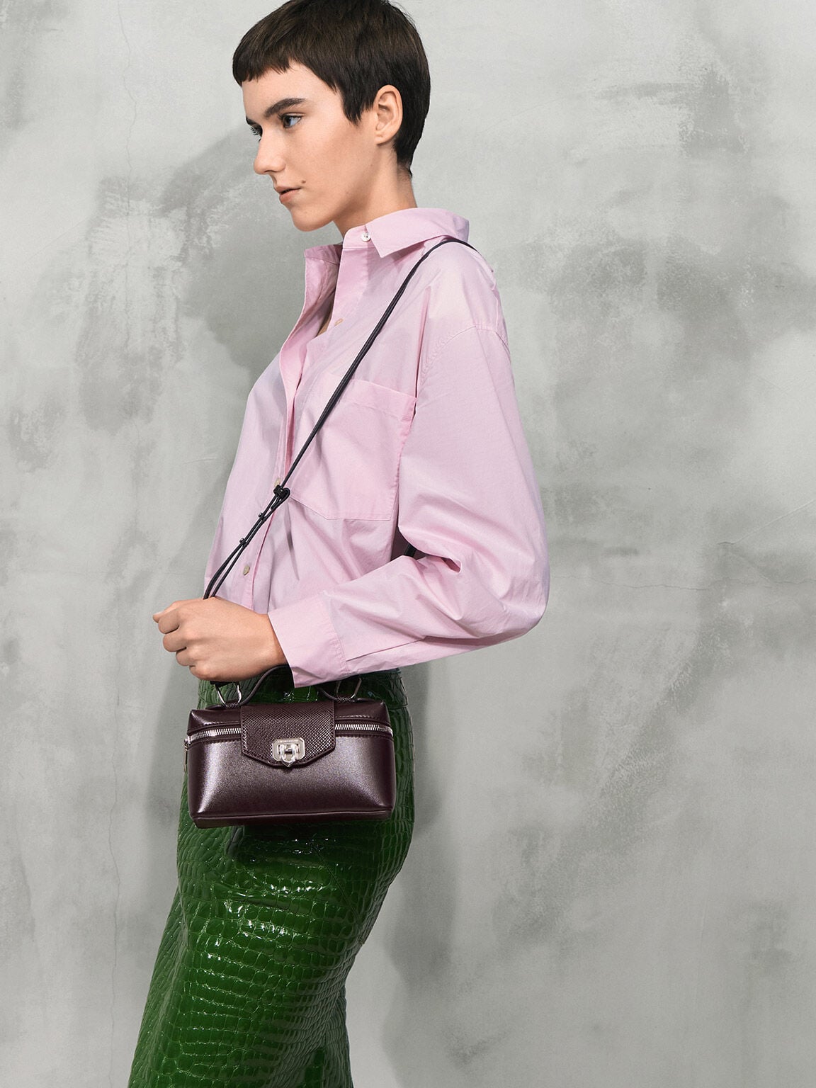 Arwen Top Handle Vanity Bag - Plum | CHARLES & KEITH