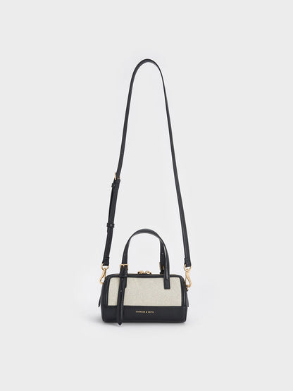 Enola Canvas Bowling Bag - Black | CHARLES & KEITH