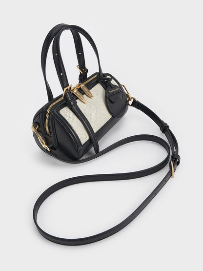 Enola Canvas Bowling Bag - Black | CHARLES & KEITH
