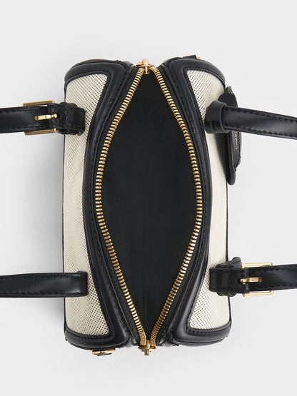 Enola Canvas Bowling Bag - Black | CHARLES & KEITH