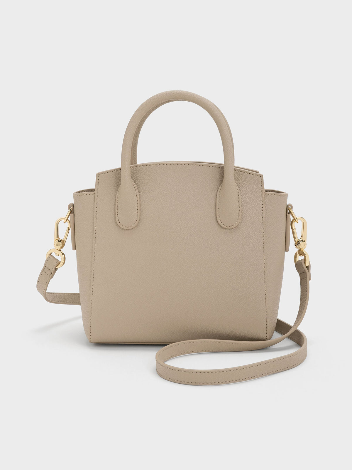 Harper Structured Top Handle Bag - Taupe | CHARLES & KEITH