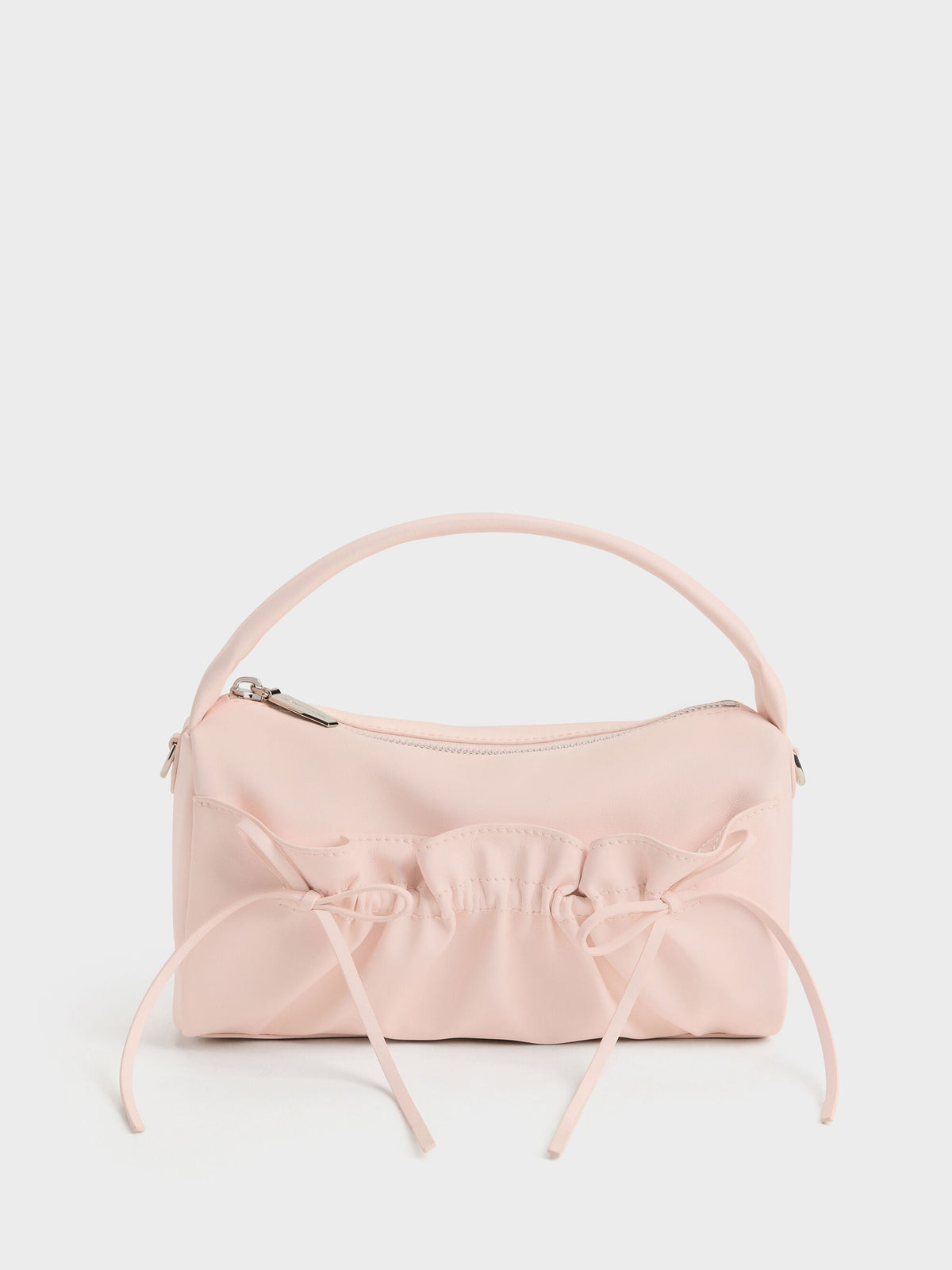 Reese Ruched Bow Top Handle Bag - Soft Pink | CHARLES & KEITH