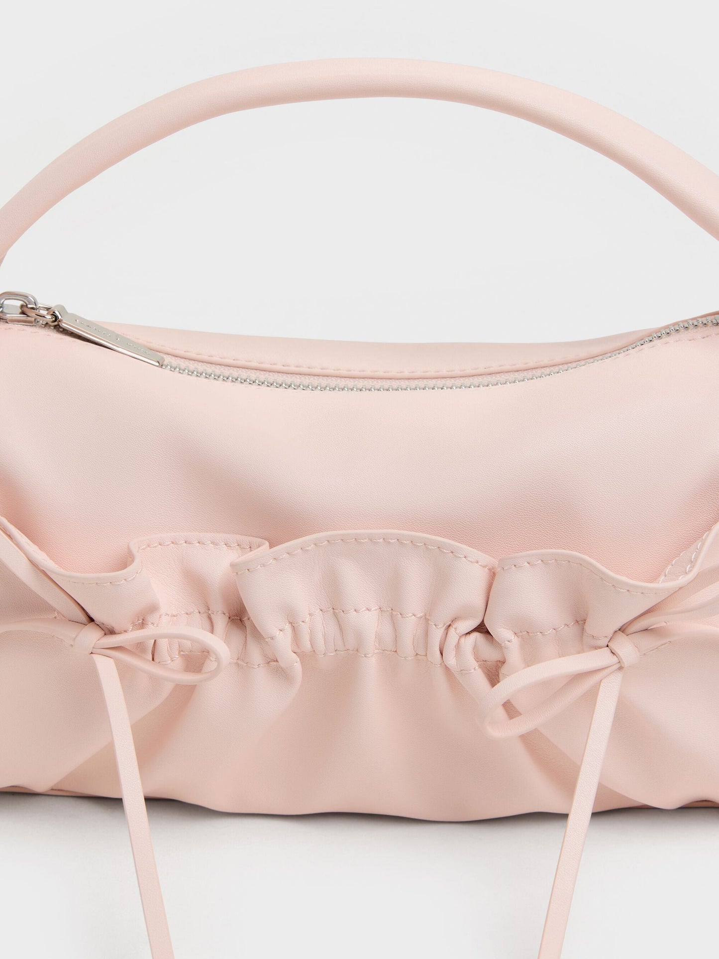 Reese Ruched Bow Top Handle Bag - Soft Pink | CHARLES & KEITH