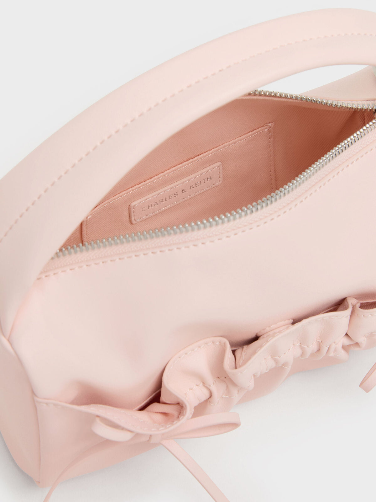 Reese Ruched Bow Top Handle Bag - Soft Pink | CHARLES & KEITH
