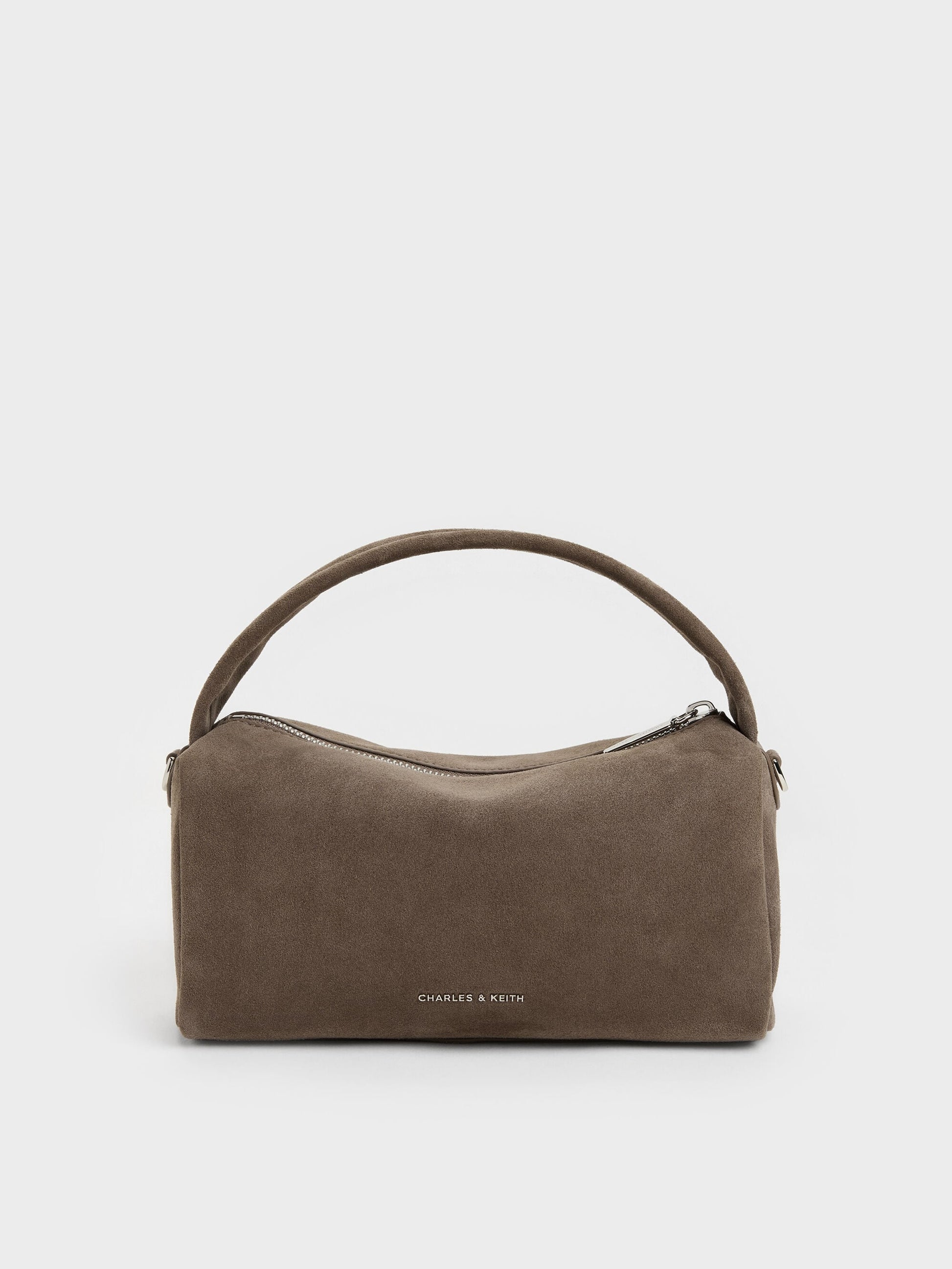 Reese Ruched Bow Top Handle Bag - Stone Grey | CHARLES & KEITH