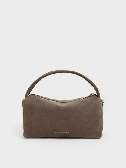 Reese Ruched Bow Top Handle Bag - Stone Grey | CHARLES & KEITH