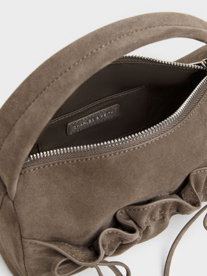 Reese Ruched Bow Top Handle Bag - Stone Grey | CHARLES & KEITH