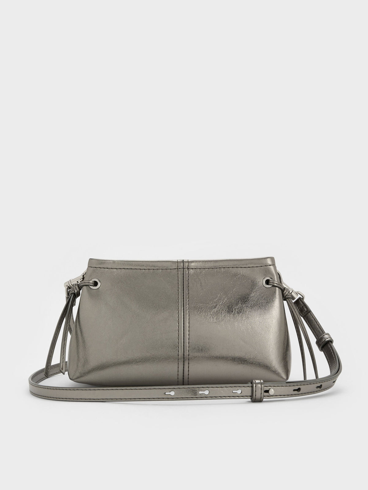 Noane Metallic Top Handle Bag - Pewter | CHARLES & KEITH