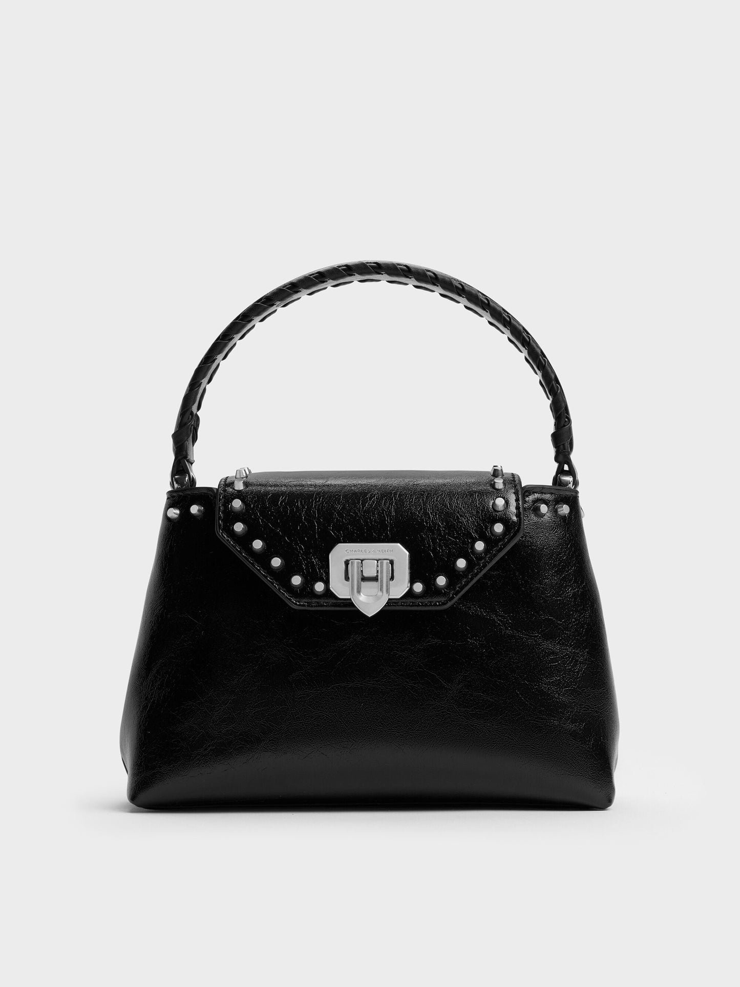Arwen Studded Top Handle Bag - Noir | CHARLES & KEITH