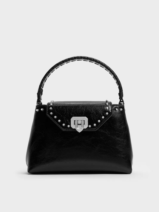Arwen Studded Top Handle Bag - Noir | CHARLES & KEITH