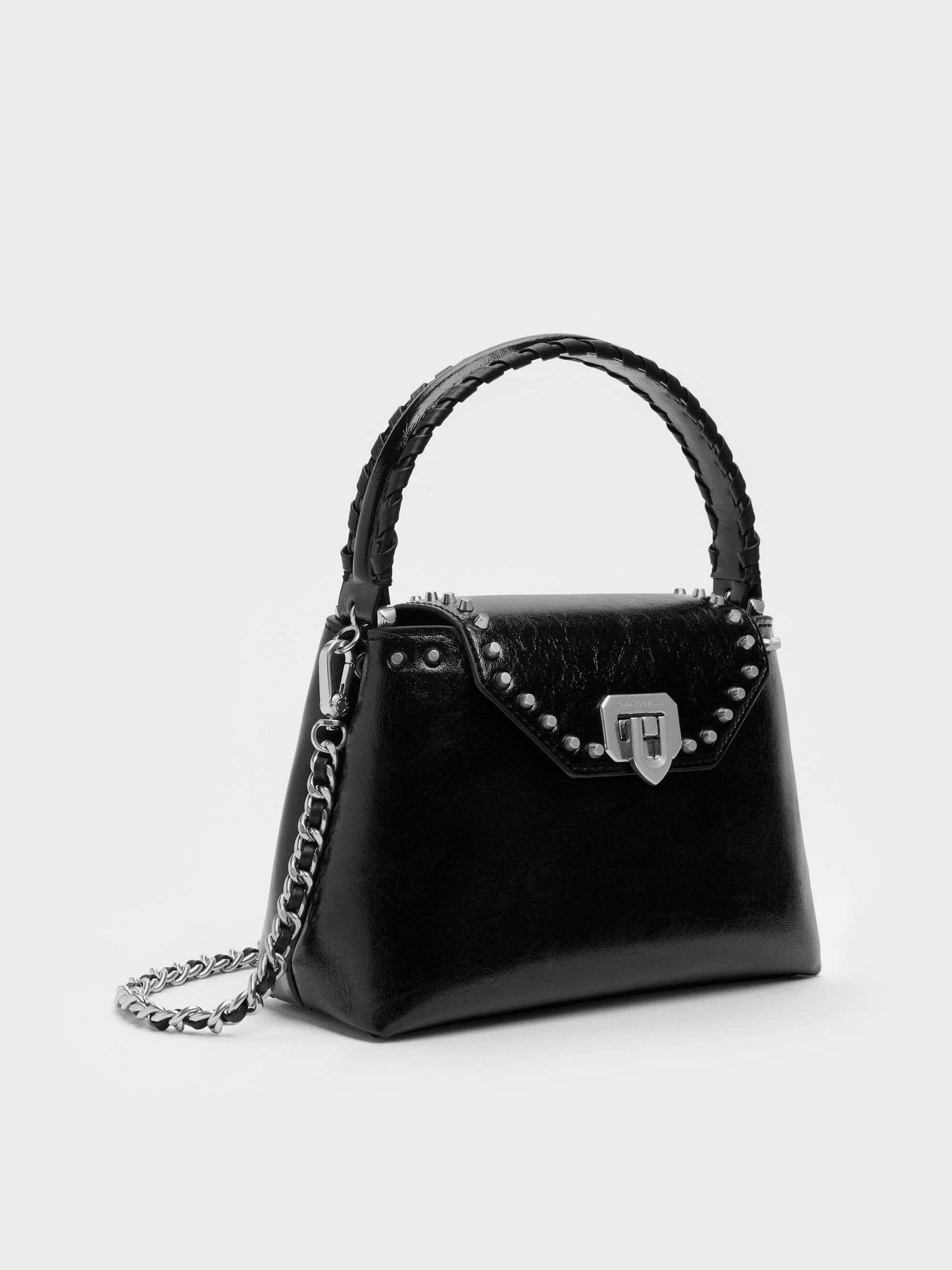 Arwen Studded Top Handle Bag - Noir | CHARLES & KEITH
