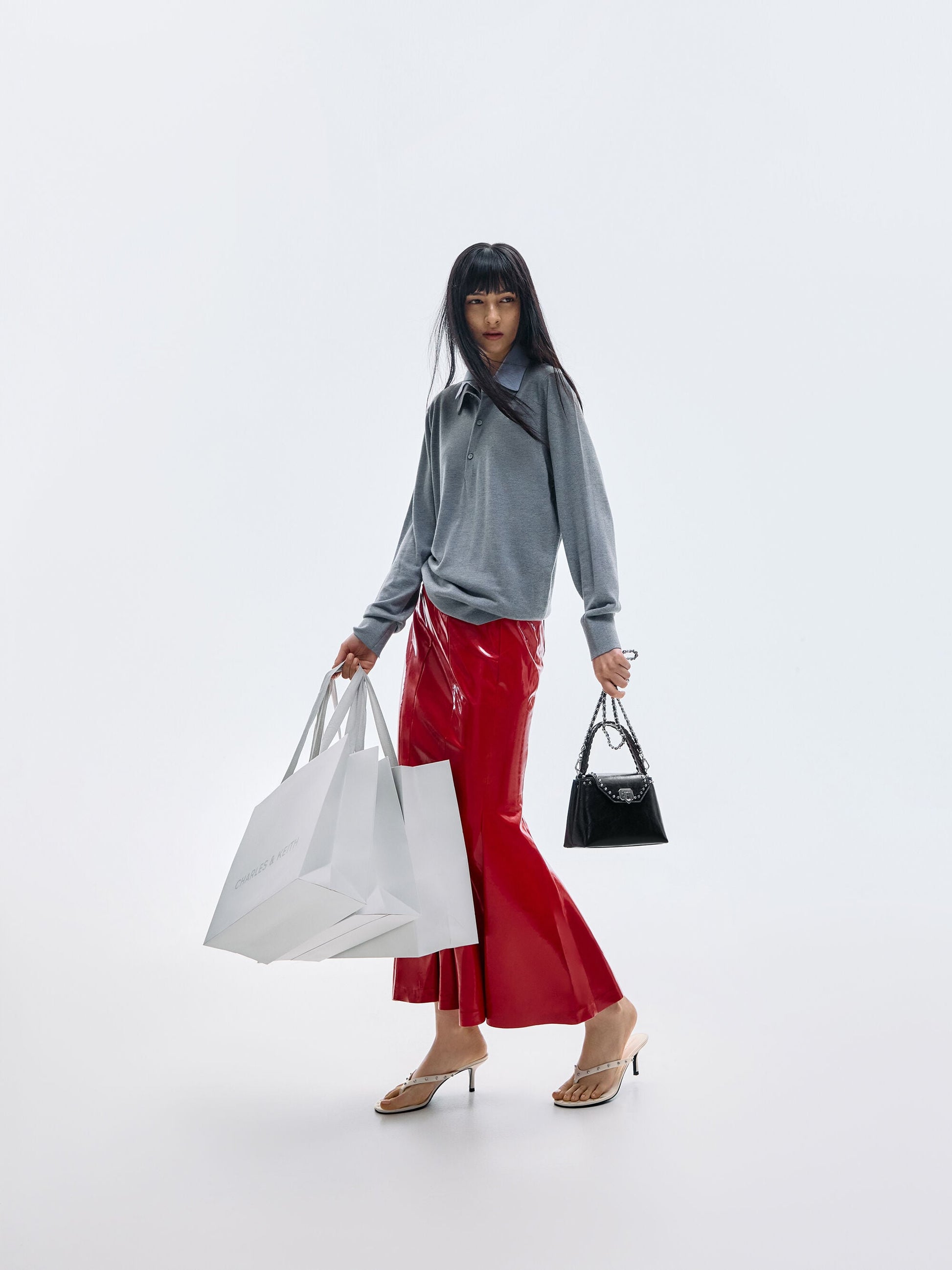 Arwen Studded Top Handle Bag - Noir | CHARLES & KEITH