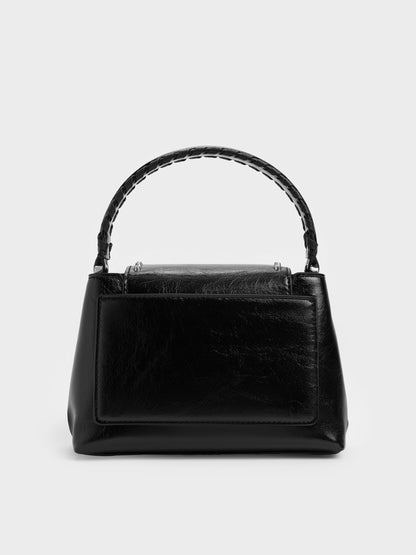 Arwen Studded Top Handle Bag - Noir | CHARLES & KEITH