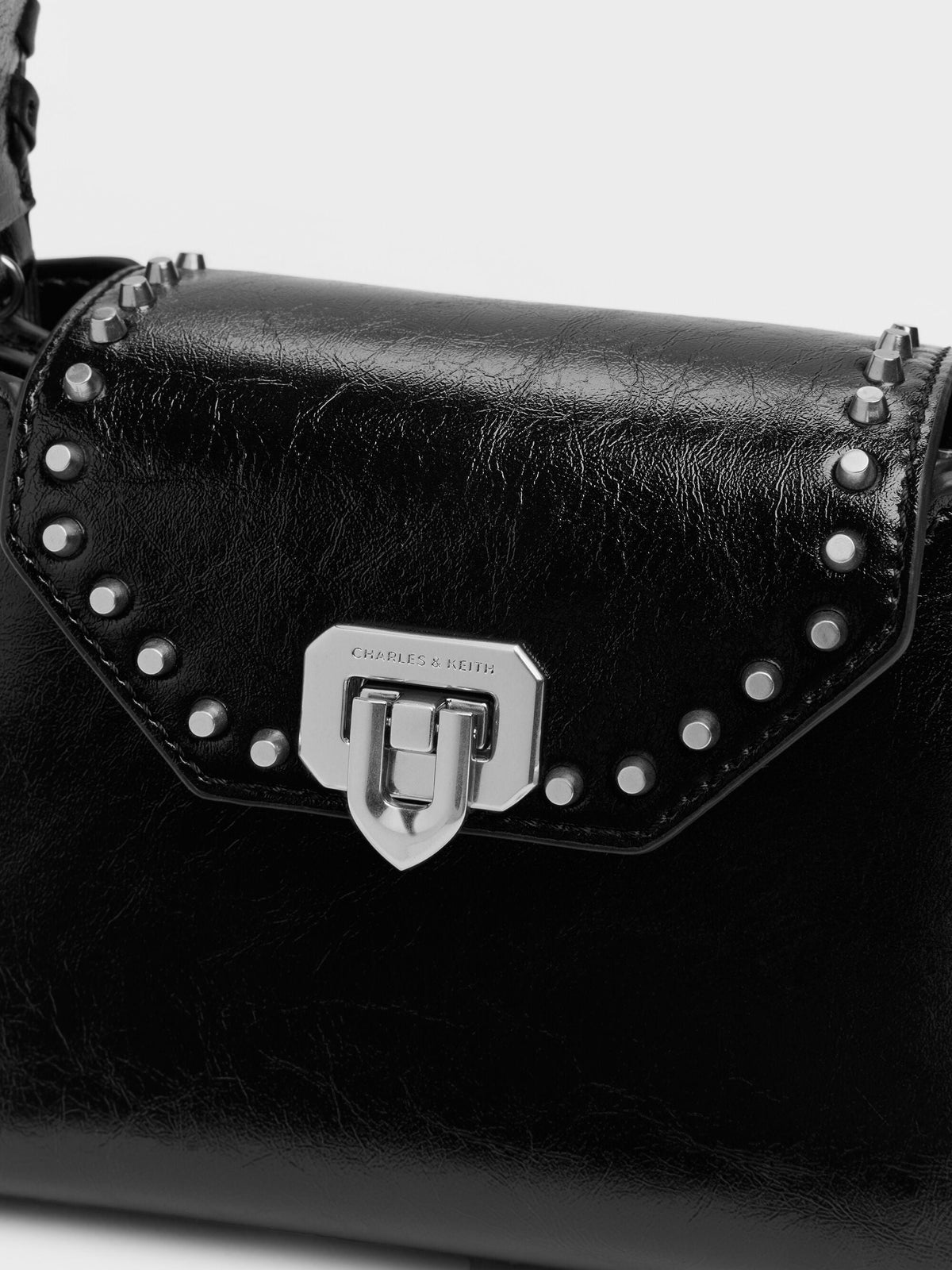 Arwen Studded Top Handle Bag - Noir | CHARLES & KEITH