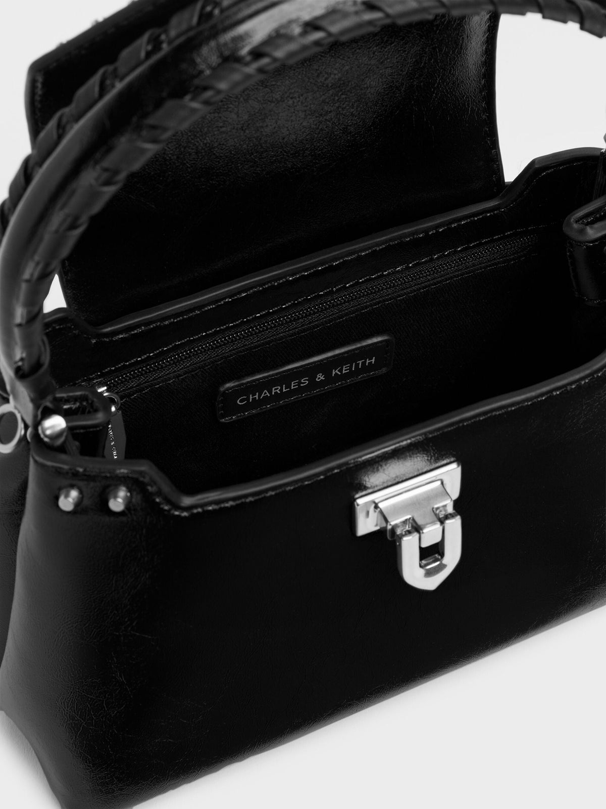 Arwen Studded Top Handle Bag - Noir | CHARLES & KEITH