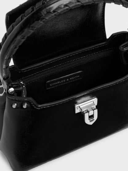 Arwen Studded Top Handle Bag - Noir | CHARLES & KEITH