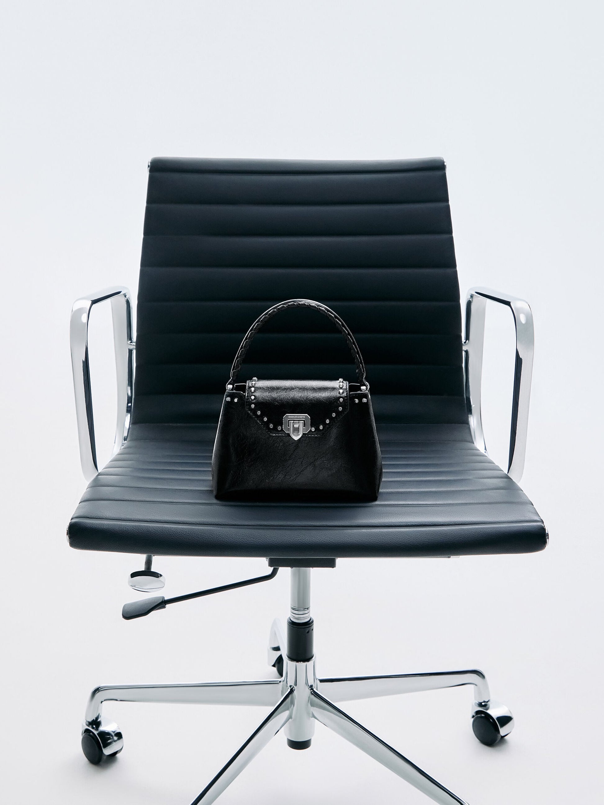 Arwen Studded Top Handle Bag - Noir | CHARLES & KEITH