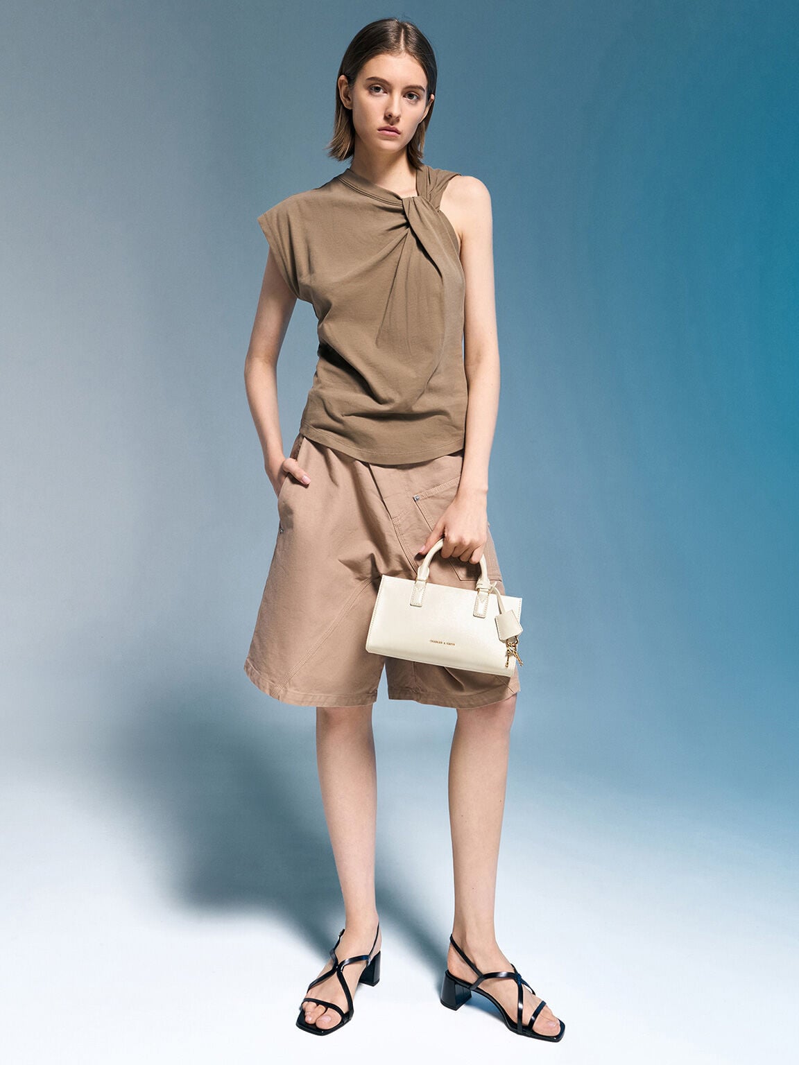 Kerry Top Handle Bag - Cream | CHARLES & KEITH
