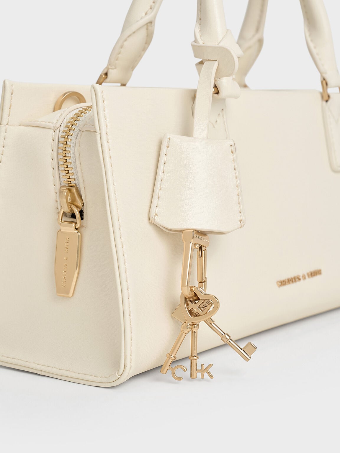 Kerry Top Handle Bag - Cream | CHARLES & KEITH